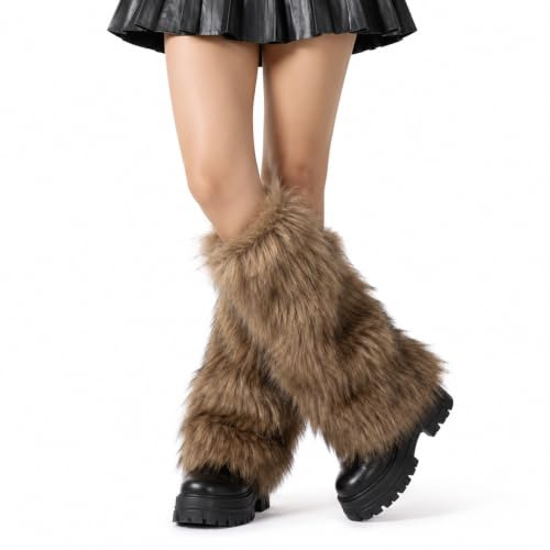 Fluffy Leg Warmers, Furry Leg Warmers for Ladies, Long Furry Leg Warmers