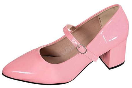 Women's Centre Block Heel T-Strap Cut Out Budapest T-Clip Pumps Sandals Size Traditional Shoes Women's Pumps Elegant and Comfortable Dirndl Shoes Traditional High Heels Dance Shoes, red, 6 UK