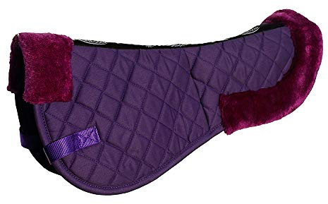Rhinegold Tapis de Selle d'équitation de Luxe en Coton avec Fausse Fourrure, Bords coupés et Sangles de Rechange pour Cheval – Numnahs pour Chevaux et poneys