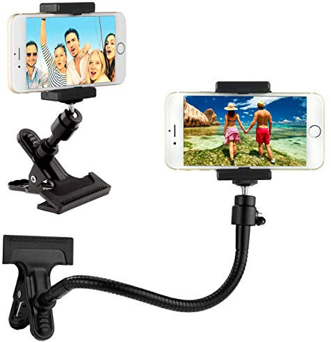 CAMKIX Universeller Telefon/Kamera Halter mit flexiblem Schwanenhals und starker Klemme - Für Mobile Fotografie, Aufnahme von Vlogs, Videos, GPS Navigation, etc. - Kugelgelenk
