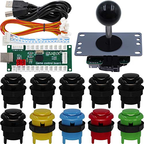 SJ@JX Arcade Game Controller DIY Kit Microswitch Button 4&8 Way Joystick Zero Delay USB Encoder Fighting Stick Handles Console for PC MAME Raspberry Pi Retropie