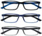 OPULIZE See-Brille Blaulichtfilter 3er Pack Schmal Rahmen Federscharniere Verbessern Den Schlaf Computerbrille Gaming Entspiegelt Schwarz Transparenter Blau Grau Herren Damen BBB9-137