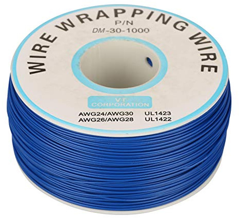 Cavo elettrico da 200 m, rotolo di filo di rame kynar isolato, filo di rame singolo avvolgente da 1 rotolo Cavo da 30 AWG con diametro del nucleo di 0,25 mm(blu)