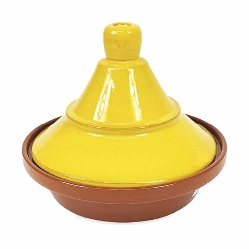 Verano Spanish Ceramics Selena Hand Dipped Glaze Large Tagine - Home Cooking Kitchen Restaurant Dining Décor Dishware Cookware Crockery Casserole Food Cooking Pot Serving Dish Gift - 27cm Yellow