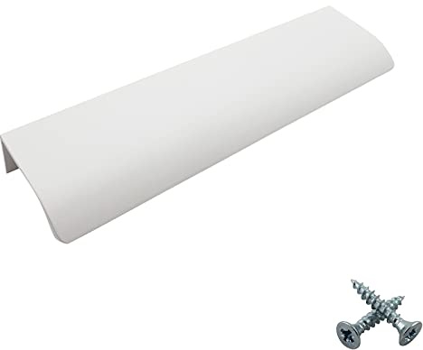 M4TEC Poignée de traction invisible profil porte meuble tiroir Quincaillerie de placard armoire de cuisine chambre garderobe dissimulé caché Blanc. Série VD3: Entraxe 128 mm