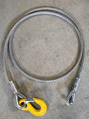 ALFA LOGISTIK® Stålvajer med krok (8 mm – 16 mm), stålvajer med krokar, rep med fingerborgar, anslagsrep, skogsrep (1–30 m) (12 mm 15 m)