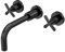 nuie CLX417 Aztec Modern Bathroom Wall Mounted 3 Tap Hole Basin Mixer Tap, 202mm, Matt Black