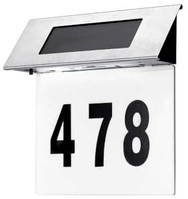 MICHELINO LED Solar-Hausnummer 4 kaltweiße LEDs 18,6 x 19 cm