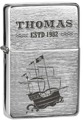 Männer Geschenk Gebürstetes Sturmfeuerzeug - Feuerzeug mit Gravur zum Geburtstag - Benzinfeuerzeug für Freund oder Kollege - windfest und nachfüllbar - für Outdoor-Liebhaber