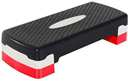 HOMCOM Stepper aerobic fitness hauteur reglable 2 niveaux surface antiderapante PP 68 x 29 x 15 cm rouge noir et gris