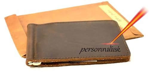 Rolianse Gravur Geldklammer Herren Leder, Leder, Silber, Geldscheinklammer, Personalisierbar, Für Damen Und Herren
