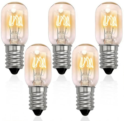 15W E14 Screw Himalayan Salt Lamp Bulb 230V, 5 Pcs Scentsy Heating Replacement Bulbs, T20 Small Special Purpose Bulb Only for Wax Warmer Fridge Oven Microwave Sewing Machine, Not for General Lighting