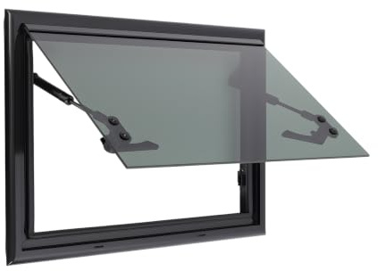 Finestra per roulotte, 500 x 350 mm, finestra di esposizione, camper, roulotte, finestra esterna con spinta, finestra esterna con protezione solare e frangivista per roulotte, camper, camper