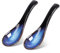Asiatische Suppenlöffel Set, japanische Blaue Suppenlöffel Keramik chinesische Suppenlöffel Ramen Löffel Retro Porzellan Löffel Reislöffel für Getreide Eintöpfe Ramen Pho Wonton Knödel Miso,2pcs