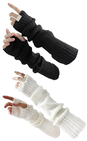 2 Pièces Manchettes Sans Doigts, Manchettes Tricotées, Manchettes Chaudes Simples, Manchettes Chaudes D'Automne Et D'Hiver Pour Femmes, Manchettes Longues À La Mode