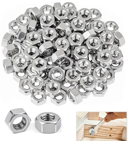 100 Piezas M6 Tuercas Hexagonales, Tuercas Acero Inoxidable Autoblocantes, Métricas M6 Roscadas en Acero al Carbono Galvanizado para Pernos Tornillos, para Maquinaria Bricolaje Reparaciones