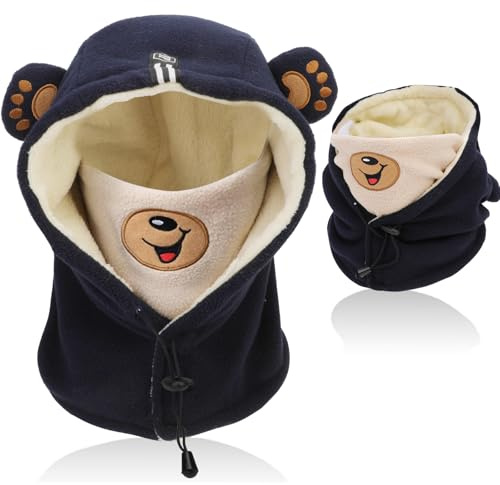 AYPOW Cagoule d'hiver Coupe Vent Enfant, Multifonction Cache-Cou Masque de Ski Bonnet en Polaire Chaude, Balaclava Casquette Chapeau Tour de Cou Écharpe pour Garçons Filles Tout-Petits Plein Air