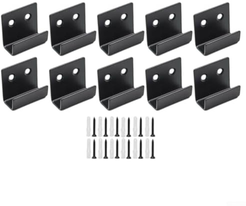 10-Pack Heavy Duty Mirror Clips Metal Wall Mounting Kit with Screws and Anchors for Frameless Mirrors in Bathroom and Living Room(Black)