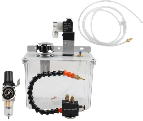 Zilimontt Pulverizador de lubricación de 3 litros para máquinas herramientas CNC, válvula solenoide de 24 V/110 V/220 V, construcción de PVC y metal, tubo de entrada de 0.5 m (24 V)