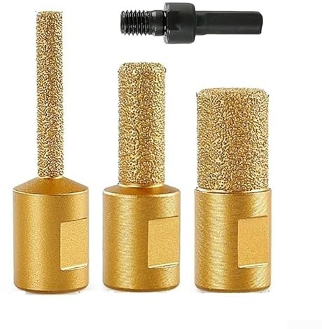 Lot de 4 fraises diamantées pour meuleuse d'angle avec barre d'adaptation filetée M10 x 1 5 mm, adaptées pour les tâches de traitement du marbre, du quartz et des carreaux de pierre (doré)