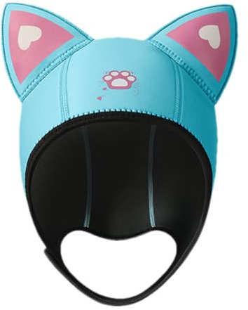 Cappuccio subacqueo: cappuccio in neoprene con orecchie di gatto, cappello subacqueo, accessorio per in neoprene con materiale elastico, copertura per testa subacquea per snorkeling, nuoto