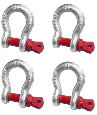 Dwitkul 4 Piezas Grilletes 2t Grillete de Acero Cargas con Perno Ocular | Acero Galvanizado en Caliente | Grillete para Remolcar, Arrastrar y Recuperar Vehículo (WLL: 2,0 t)