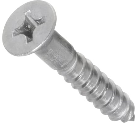 #10 x 1-1/4 Flat Head Wood Screws, Phillips Drive, Type 316 Marine Grade Stainless Steel, Partial Thread, Bright Finish, Quantity 50 By Fastenere