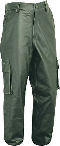 Jagd Lederhose Herren lang- Lange Lederhose Damen - Cargo Lederhose- Lederjeans- Echt Leder festem Nubuk - Lederhose Jeans 501 Olive- Motorrad Lederjeans (48)