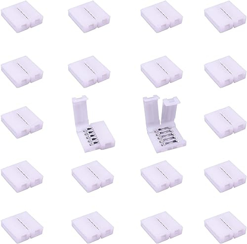 LitaElek 20pcs LED Strip Connector 5 Pin Conector Tira LED RGBW 5050 Conector Rápido Banda LED Adaptador 5 Pines Conector Cinta LED 5 Conductores Sin Soldadura para 12mm de Ancho RGBW LED Strip