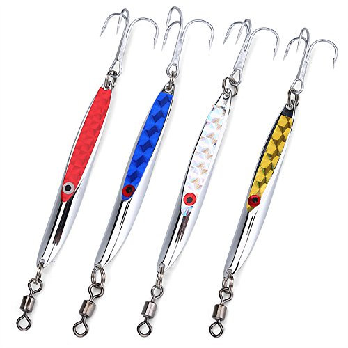 Jig Angeln,Angeln Spoons Sinkende Metallköder Metall Angelköder Ködelrute Sinking Metall Löffel Pailletten Köder Metall Bass Harter Löffel Köder Jig Lure Künstliche Haken Lockt Angelgerät Köder(56G-Ro