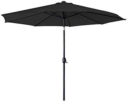 UISEBRT 300cm Sonnenschirm Alu Neigbar mit Handkurbel UV Schutz 40+ - Dunkelgrau Gartenschirm Terrassenschirm Marktschirm für Balkon, Garten, Terrasse (300cm,Dunkelgrau)