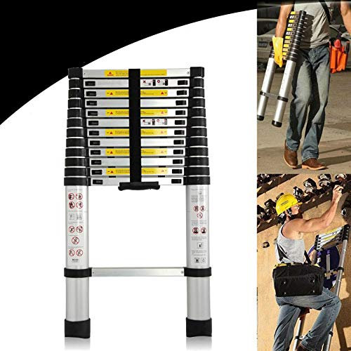 3,8M Teleskopleiter Leiter Ausziehbar Aluminium Teleskop Leiter Klappleiter Stehleiter Rutschfester Mehrzweckleiter Ausziehbar Leiter150 kg/330 Pfund Belastbarkeit
