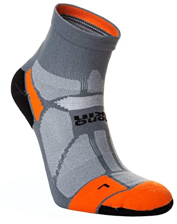 Hilly Socks, Marathon Fresh - Anklet - Min Cushioning, Granite/Orange L