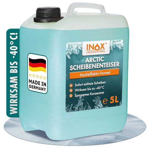 INOX® - Schnell wirkender Scheibenenteiser 5l | Effektiver Scheibenenteiser Nachfüller | Scheiben Enteisen ohne Kratzen | Schlierenfreies Scheibenenteisen | Wirksam bis -40 Grad