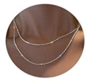 Tasiso Silver Plated Rope Chain Necklace Dainty Shiny Twist Chain Necklace For Women Sparkling Choker Necklace Set Stacking Minimalist Jewelry Gift 38/42CM
