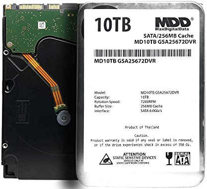 MDD 10TB 7200 RPM 256MB Cache SATA 6.0Gb/s 3.5inch Internal Hard Drive for Surveillance Storage (MD10TGSA25672DVR) - 3 Years Warranty (Renewed)