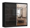 Kleiderschrank M31 mit Spiegel 233 cm, Schwebetürenschrank, Garderobeschrank Schlafzimmer; Wohnzimmerschrank; Korpus Schrank Farbe: Schwarz; Farbe der Schrankfront: Schwarz Hochglanz- 2 Schiebetüren