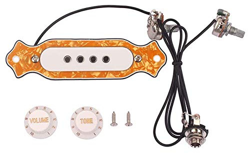 Graootoly Vorverdrahteter Tonabnehmer für 4-saitige Zigarrenbox, Gitarren-Tonabnehmer, Humbucker-Tonabnehmer mit Lautstärkeregler, Gelb