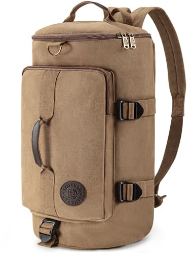 Virklyee Sac à Dos Vintage en Toile 36L,Sac de Voyage Homme avec 3 Options de Transport, Sac Week-End Grande Capacité, Idéal pour Tourisme, Camping, Randonnée (Kaki)