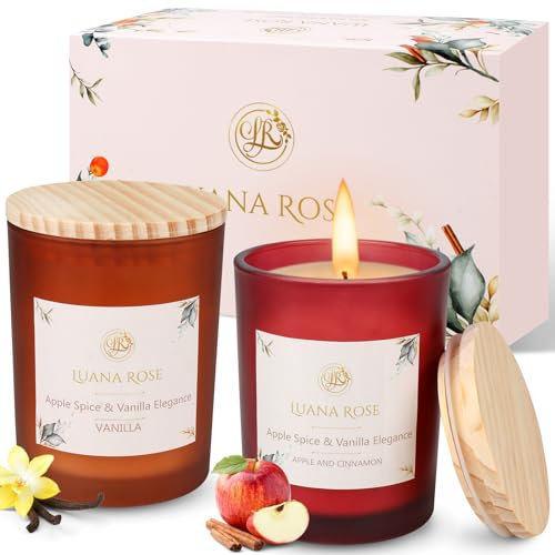 Luana Rose Duftkerzen Geschenkset - 2x200g, Langanhaltender Duft, 100% Natürliche Sojawachs mit Ätherischen Ölen - Hochwertige Geschenke für Frauen, Aromatherapie Kerze - Scented Candle Set
