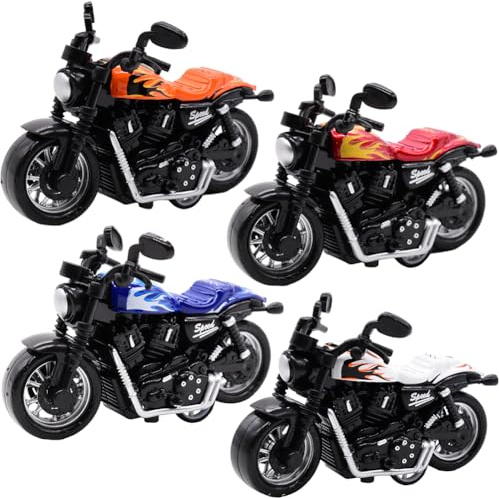 BuLKee Jouet De Moto 4Pièces Mini Jouet De Moto Alliage Moto Modèle Jouet Voitures pour Enfants Jouet Simulation Moto Jouet Pullback Racer pour Filles, Cadeau De Fête d'anniversaire