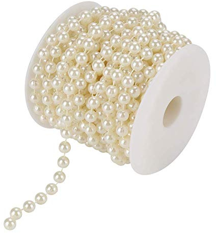Leopacat Ghirlanda di Perle, 10m Catena di Perle, Artificiale Bianco Fili Perline per Fatta a Mano DIY Matrimonio Capelli Sposa Fai Da Te Matrimonio Nozze Di Natale Decorazione della Festa Nuziale