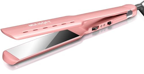 MULISOFT Glätteisen Professionelle für Locken und Glätten, 45mm Breite Nano Titanplatten Haarglätter, 15s Schnellaufheizung, 150-230°C, für Nasses und Trockenes Haar (altrose)