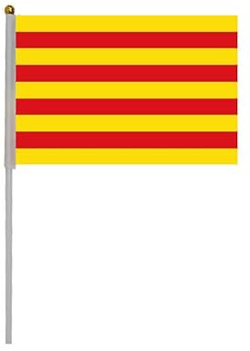 Lot de 20 drapeaux à manivelle Catalogne pour fête nationale, fête, défilés, drapeaux à main, événements sportifs (Catalogne)