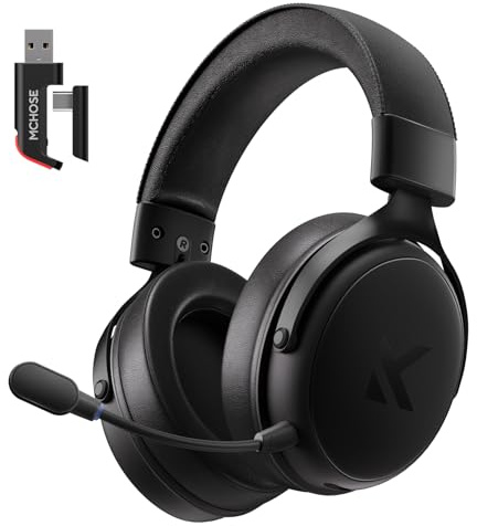 MCHOSE V9 PRO Cuffie da gioco wireless 7.1 con suono surround per PS5 PS4 PC SWITCH TOPSPEED Cuffie da gioco con microfono con cancellazione del rumore, batteria 250 ore, bassa latenza 15 ms, leggere,