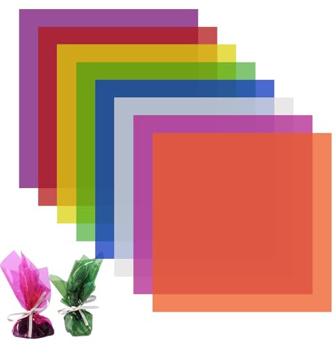 120 Hojas Papel Celofan Colores para Manualidades,19x19cm Láminas de Celofán Colores,Papel Celofan Colores,8 Colores Celofán de Colores,Láminas Transparentes de Colores para DIY,Decoración,Envasado