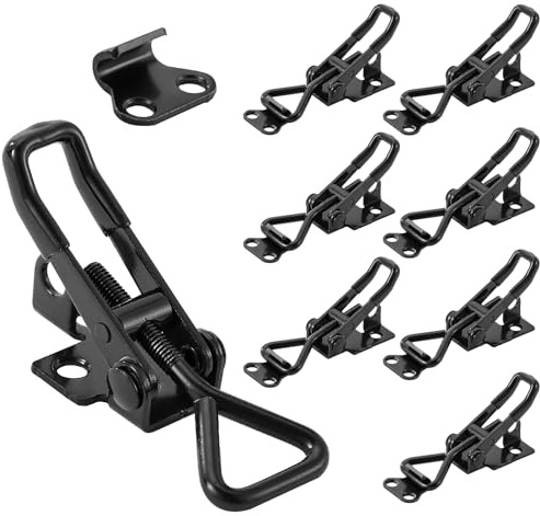 HonQiShiMY 8x Verrou à ressort en métal noir, serre-rapide, Sauterelle de Serrage,Fermeture Remorque Rermeture à Levier Loquet à Bascule Loquet à Bascule Pour les Caissons, les Tiroirs et les Fenêtres
