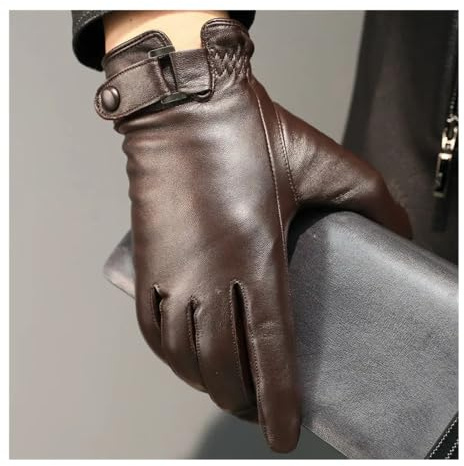 WMAMBZNDHP Guantes de Hombre, Moda, for Conducir y Montar, cálidos Finos, con Forro Cachemira(Brown,M)