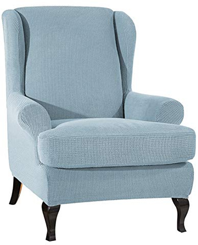 Sofa Covers Wing Chair Elastic Fabric Stretch Couch Slipcover Polyester Spandex Furniture Protector 2 Pieces Slipcovers Wingback Base Cushion