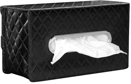 Qirc Porta fazzoletti da appendere al poggiatesta dell'auto, con copertura magnetica, in pelle PU, organizer per tovaglioli sul sedile posteriore, grande scatola per fazzoletti in auto, adatta per 120